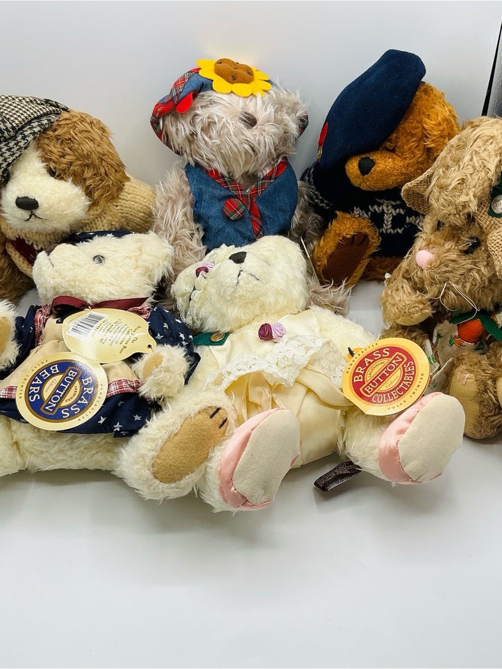 Stuffed Animal Lot Brass Button Pickford Bears Bunny Rabbit Dog Plush Teddy Cute